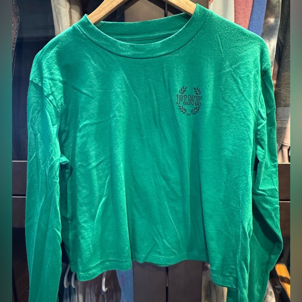 NWOT PINK VS Green Long Sleeve Crop Top - Picture 6 of 6